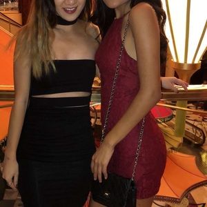 LF dark red lace dress
